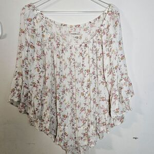 Denim & Supply Ralph Lauren Floral Cottage Core Bell Sleeve Ruffle  Blouse Women